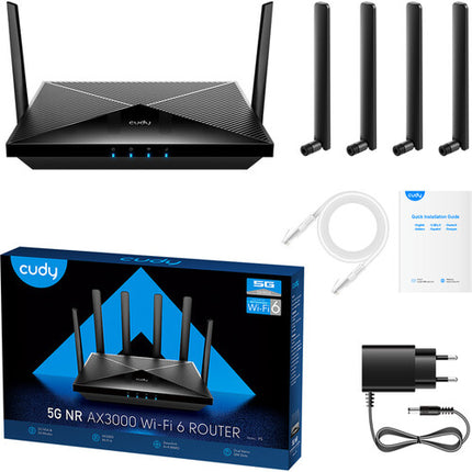 Cudy P5 Router Inalámbrico Gigabit 5G LTE Wi-Fi 6 AX3000 Antenas Desmontables