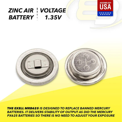 Exell Battery 1.35V MRB625 Batería de Aire Zinc Reemplaza PX625 PX13