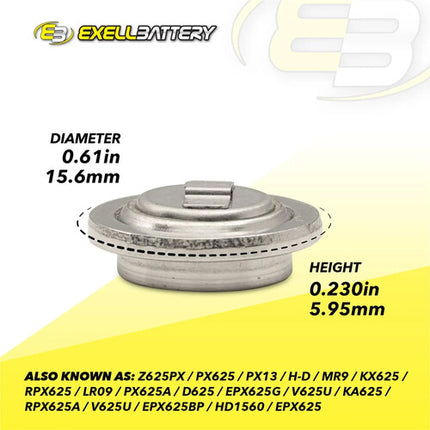 Exell Battery 1.35V MRB625 Batería de Aire Zinc Reemplaza PX625 PX13