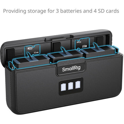 SmallRig Estuche Cargador para 3 Baterías GoPro HERO12/11/10/9 27W LCD TFT USB-C