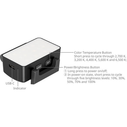 SmallRig Luz LED Bicolor para DJI Osmo Pocket 3 2700-6500K 480 Lux USB-C
