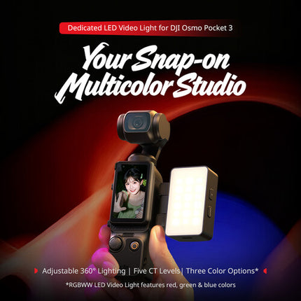 SmallRig Luz LED Bicolor para DJI Osmo Pocket 3 2700-6500K 480 Lux USB-C