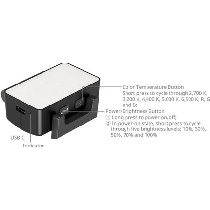 SmallRig Luz LED RGBWW para DJI Osmo Pocket 3 480 Lux 1 Hora Batería