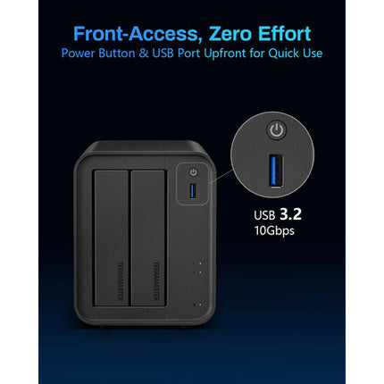 TerraMaster F2-425 NAS 2 Bahías 4GB RAM Quad Core 2.0GHz 60TB