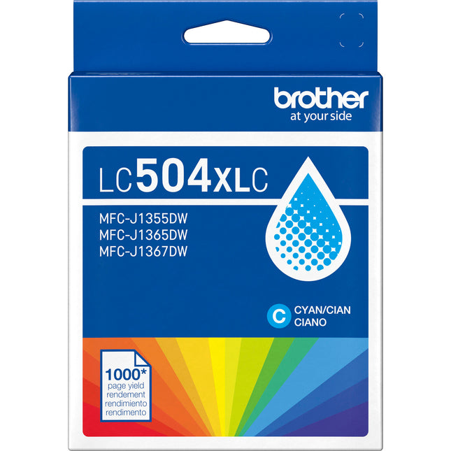 Brother LC504XL Cartucho de Tinta Cyan Alto Rendimiento 1000 Páginas para Impresoras INKvestment MFC