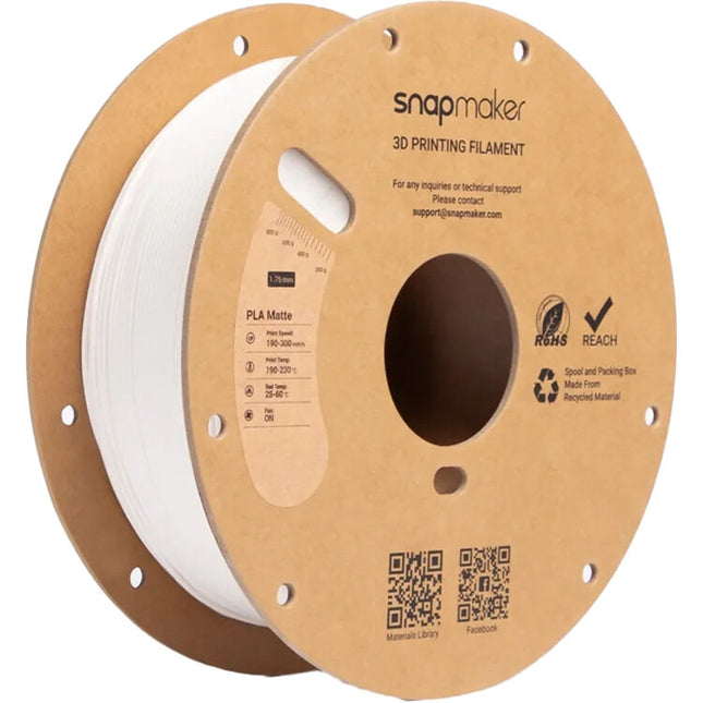 Snapmaker Matte PLA Filamento Blanco Marfil Acabado Mate 300mm/s