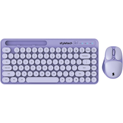 Styletech MK520 combo inalámbrico teclado y ratón 2.4 GHz 1600 dpi pastel púrpura