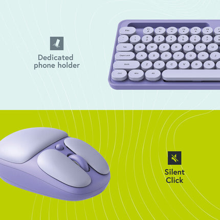 Styletech MK520 combo inalámbrico teclado y ratón 2.4 GHz 1600 dpi pastel púrpura