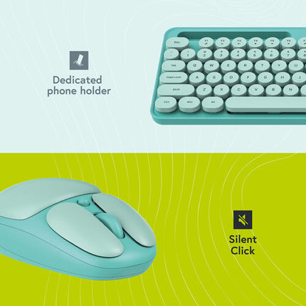 Styletech MK520 Teclado y Ratón Inalámbrico 2.4 GHz 1600 dpi Verde Pastel