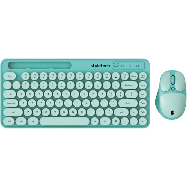 Styletech MK520 Teclado y Ratón Inalámbrico 2.4 GHz 1600 dpi Verde Pastel