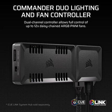 CORSAIR COMMANDER DUO Controlador de Ventiladores y RGB para 12 Fans con 2 Sensores de Temperatura