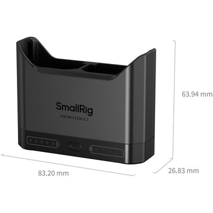 SmallRig Cargador Doble para Baterías Sony NP-FZ100 USB-C y LED