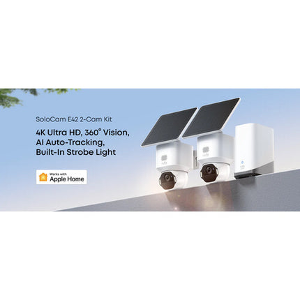 eufy Security SoloCam E42 Kit 2 Cámaras UHD 4K ángulo 130° y HomeBase 3