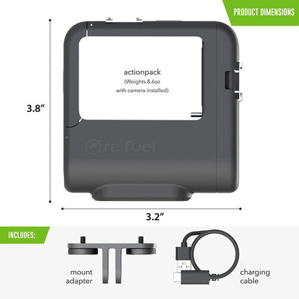 DigiPower Re-Fuel ActionPack batería para GoPro HERO13/12/11/10/9 Black 9 horas uso continuo resistente agua hasta 10 m