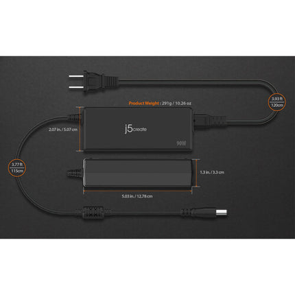 j5create Adaptador de Corriente 90W 7.4mm para Laptop Dell Inspiron Latitude