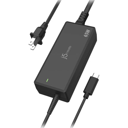 j5create 65W Adaptador de Corriente USB-C PD Cable Integrado 3.9 Pies