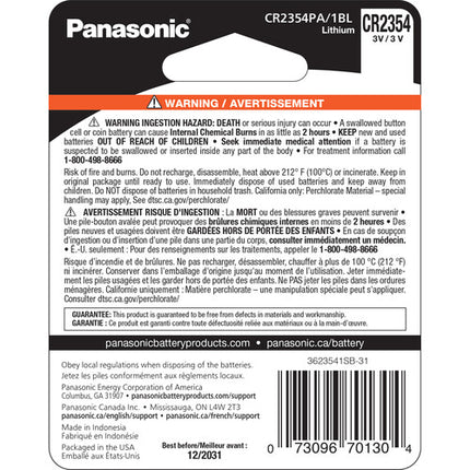 Batería de Litio Panasonic CR2354 3V Vida Útil 8 Años