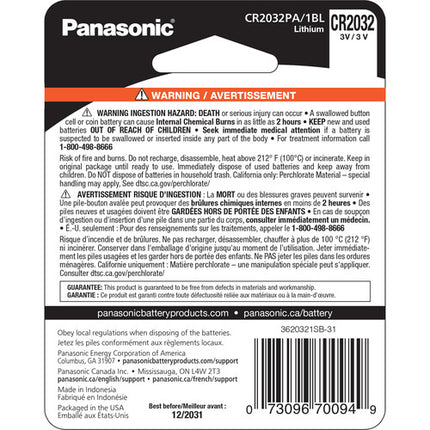 Panasonic CR2032 Batería de Litio de Moneda 3V Vida útil 8 años