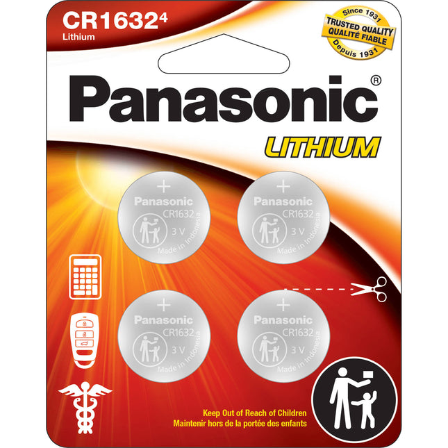 Panasonic CR1632 Pilas de Litio 3V Duración hasta 8 Años 4 Unidades
