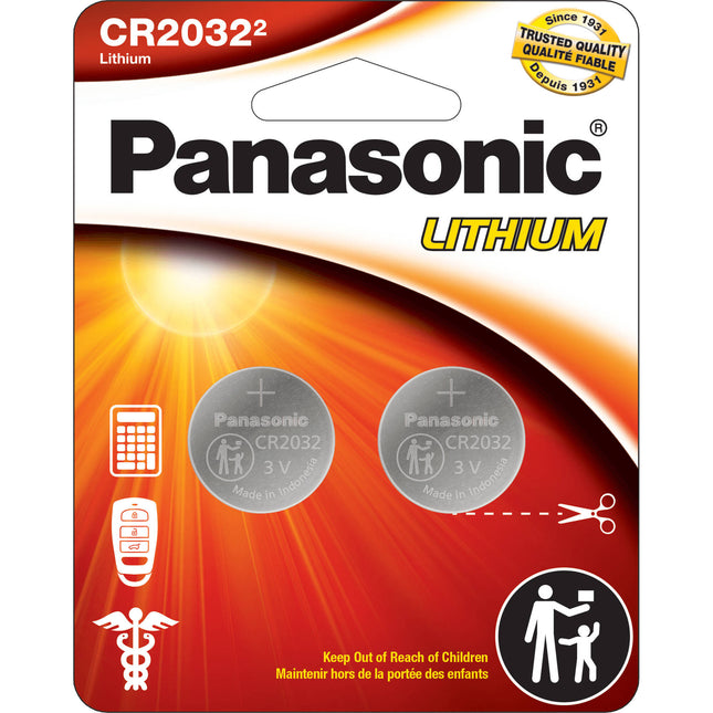 Panasonic CR2032 Batería de Litio 3V 8 Años Duración 2 Pack