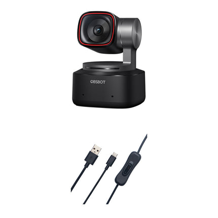 OBSBOT Tiny 2 Webcam PTZ 4K 4x Zoom USB con Interruptor y Kit de Cables