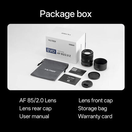 Viltrox AF 85mm f/2 EVO Objetivo para Nikon Z Full Frame f/2 a f/16 58mm