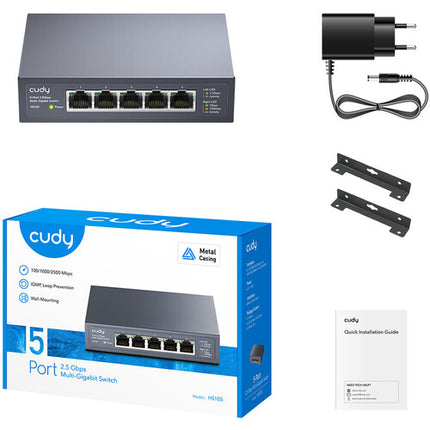 Cudy HS105 Switch de Red 5 Puertos 2.5G Capacidad 25Gbps Metal