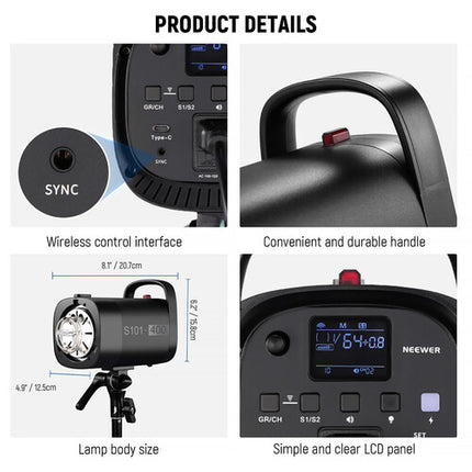 Neewer S101-400W Kit de Monolights de Estudio 400Ws con 2 Softboxes y Soportes de 6.5'