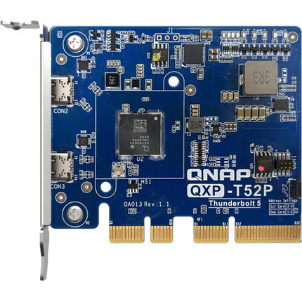 QNAP QXP-T52P Adaptador PCIe Gen4 para NAS 2 Puertos Thunderbolt 5 80 Gb/s Brackets Bajo Perfil y Altura Completa