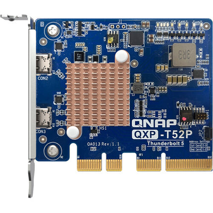 QNAP QXP-T52P Adaptador PCIe Gen4 para NAS 2 Puertos Thunderbolt 5 80 Gb/s Brackets Bajo Perfil y Altura Completa