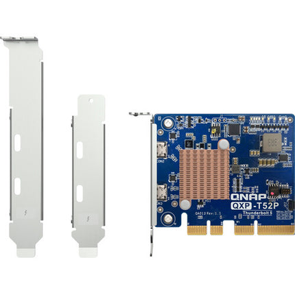 QNAP QXP-T52P Adaptador PCIe Gen4 para NAS 2 Puertos Thunderbolt 5 80 Gb/s Brackets Bajo Perfil y Altura Completa