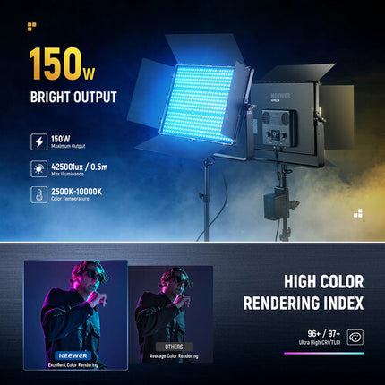 Neewer AP150C Panel LED RGB 150W Control App 10625 Lux 20.6x16.9"