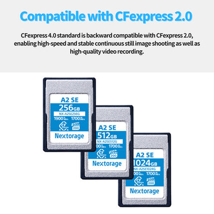 Nextorage 256GB NX-A2SE Tarjeta de Memoria CFexpress 4.0 Tipo A 1900MBs Lectura 1700MBs Escritura