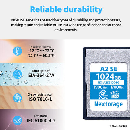 Nextorage 256GB NX-A2SE Tarjeta de Memoria CFexpress 4.0 Tipo A 1900MBs Lectura 1700MBs Escritura