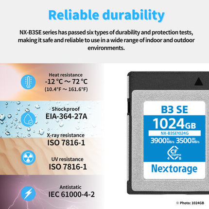 Nextorage 256GB NX-B3SE CFexpress 4.0 Tarjeta de Memoria 3900 MB/s Lectura 2000 MB/s Escritura