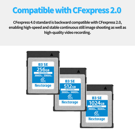 Nextorage NX-B3SE Tarjeta de Memoria CFexpress 4.0 Tipo B 512GB 3900MBs Lectura 3400MBs Escritura