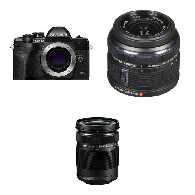 Olympus OM-D E-M10 Mark IV Cámara Sin Espejo 20.3MP 4K con Lentes 14-42mm 40-150mm Negro