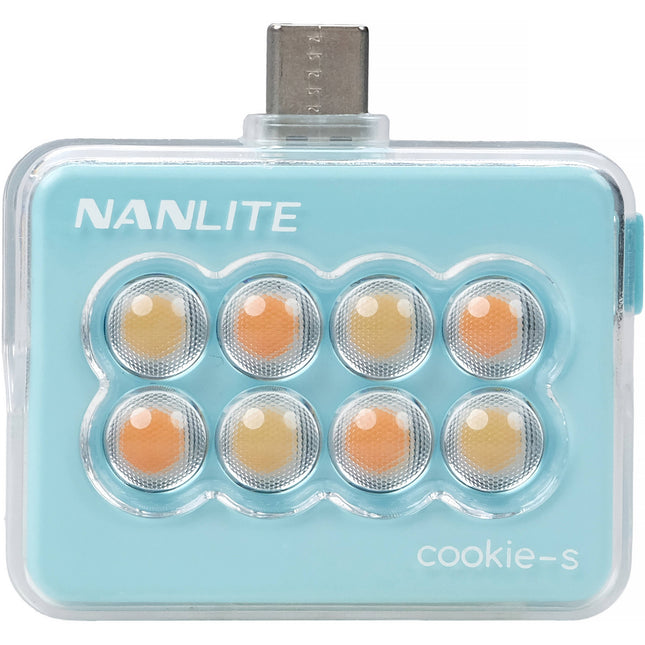 Nanlite cookie USB-C Mini Square LED Cyan Blue luz natural 3 niveles