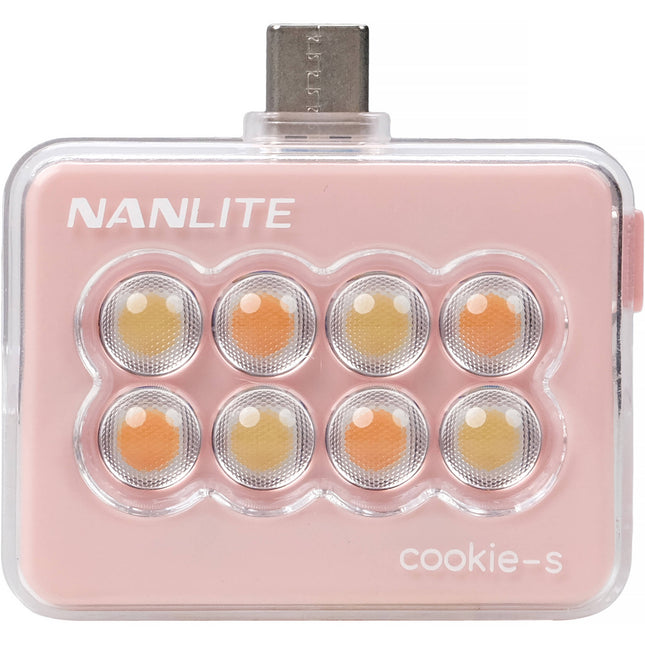 Nanlite cookie USB-C Mini luz LED cuadrada coral rosa 3 niveles brillo
