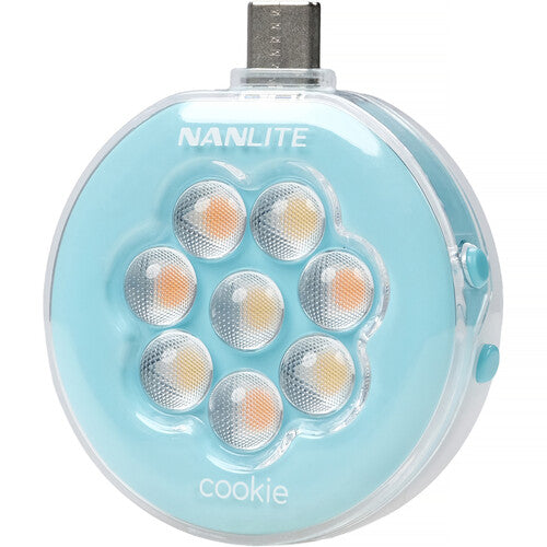 Nanlite cookie USB-C Mini luz LED redonda azul cian 3 niveles brillo