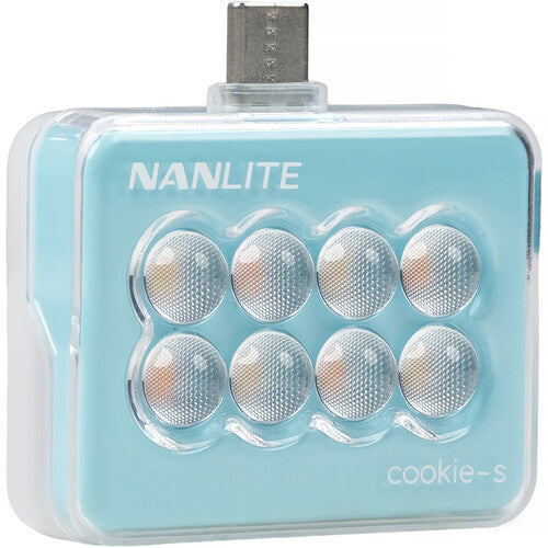 Nanlite cookie USB-C Mini Square LED Cyan Blue luz natural 3 niveles