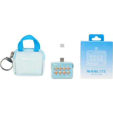 Nanlite cookie USB-C Mini Square LED Cyan Blue luz natural 3 niveles