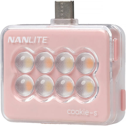 Nanlite cookie USB-C Mini luz LED cuadrada coral rosa 3 niveles brillo