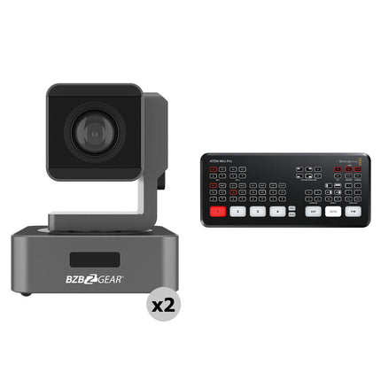 BZBGEAR Kit de 2 cámaras PTZ 1080p Zoom 10x con switcher HDMI ATEM Mini Pro