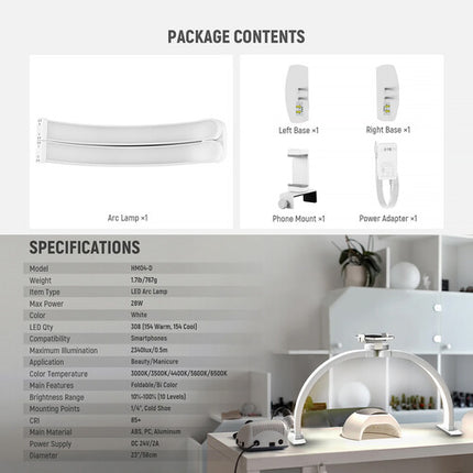Neewer Basics HM04-D Lámpara LED Media Luna Plegable 28W 23
