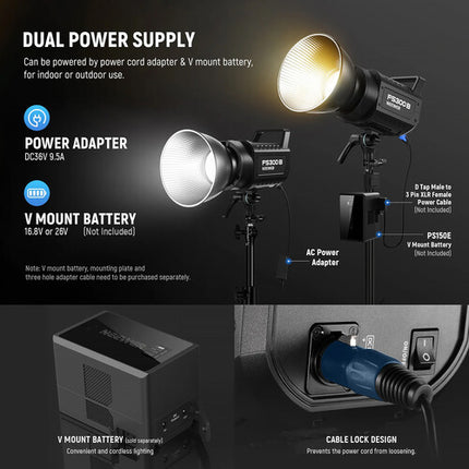 Neewer FS300B LED Monolight Bi-Color 2700-6500K 44500 Lux Reflector