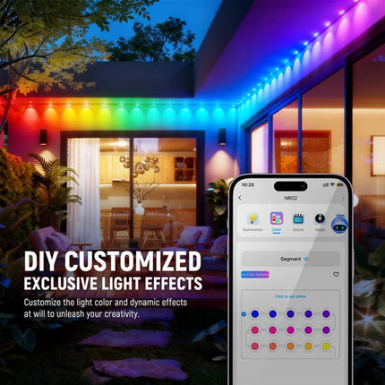 Neewer NR02 Luz LED Exterior Permanente 96' IP65 2700-6500K 4 Cuerdas con Controlador