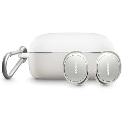 Funda de Silicona para Estuche de Carga QuietComfort Earbuds Blanco resistente y con clip de aluminio