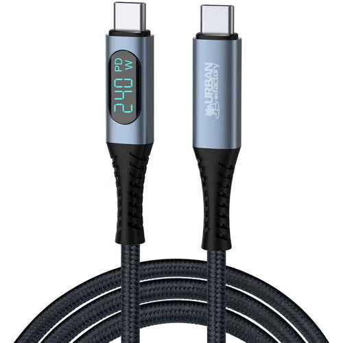 Urban Factory LEDEE Cable USB-C 240W 5 Pies 40Gb/s 8K 60Hz Nylon Trenzado