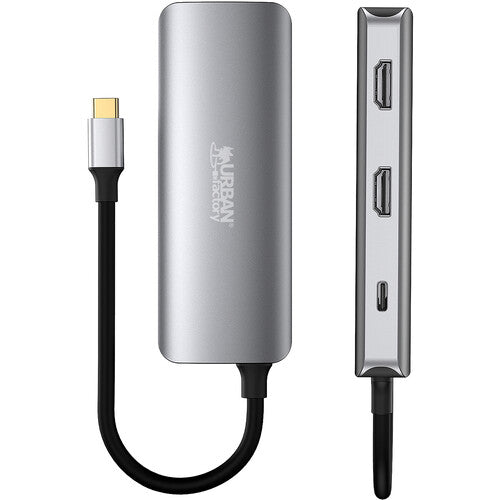 Urban Factory 7-en-1 USB-C Hub 100W con 2 HDMI 4K30 y 3 USB-A 5Gb/s